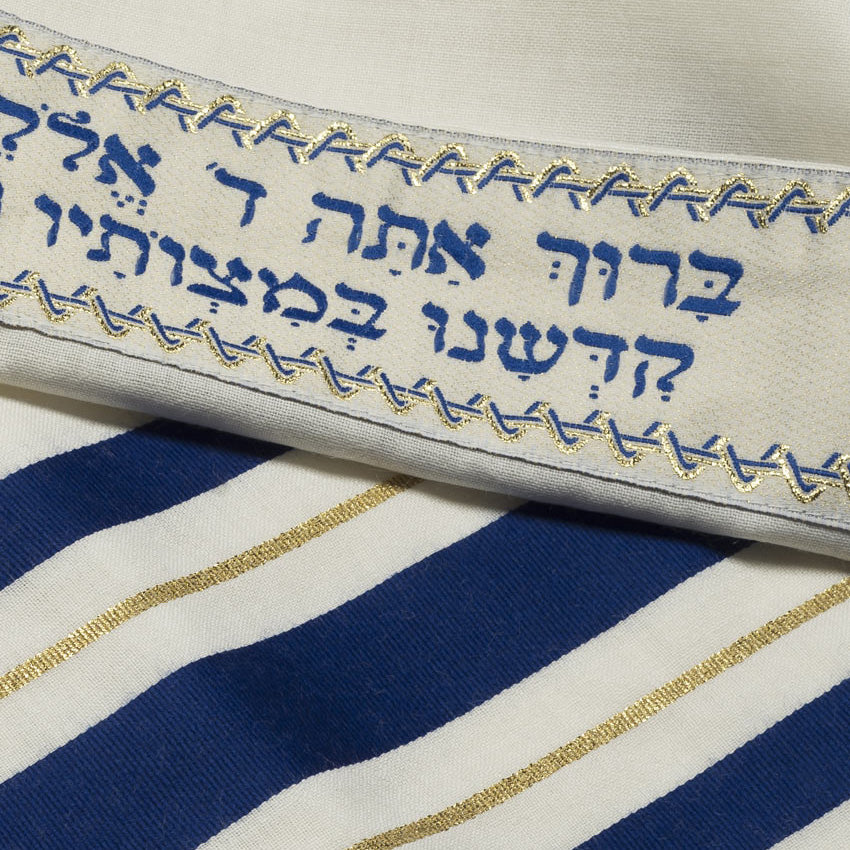 Tallit • Blue and Gold Stripes